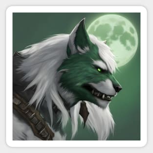 werewolf fantasy art green Sticker